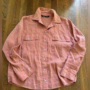 Coral Zara long sleeve button down